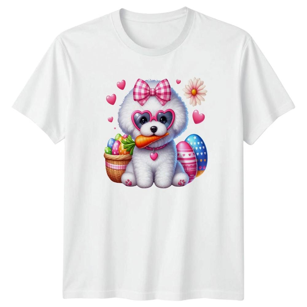 Cute Fluffy Dog Easter Bunny Unisexs TShirt Puppy Easter Easter Gift For Her S