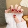 Red Cherry Cat Eye Short Nail Art Stickers - Handmade Wearable Nails 2025