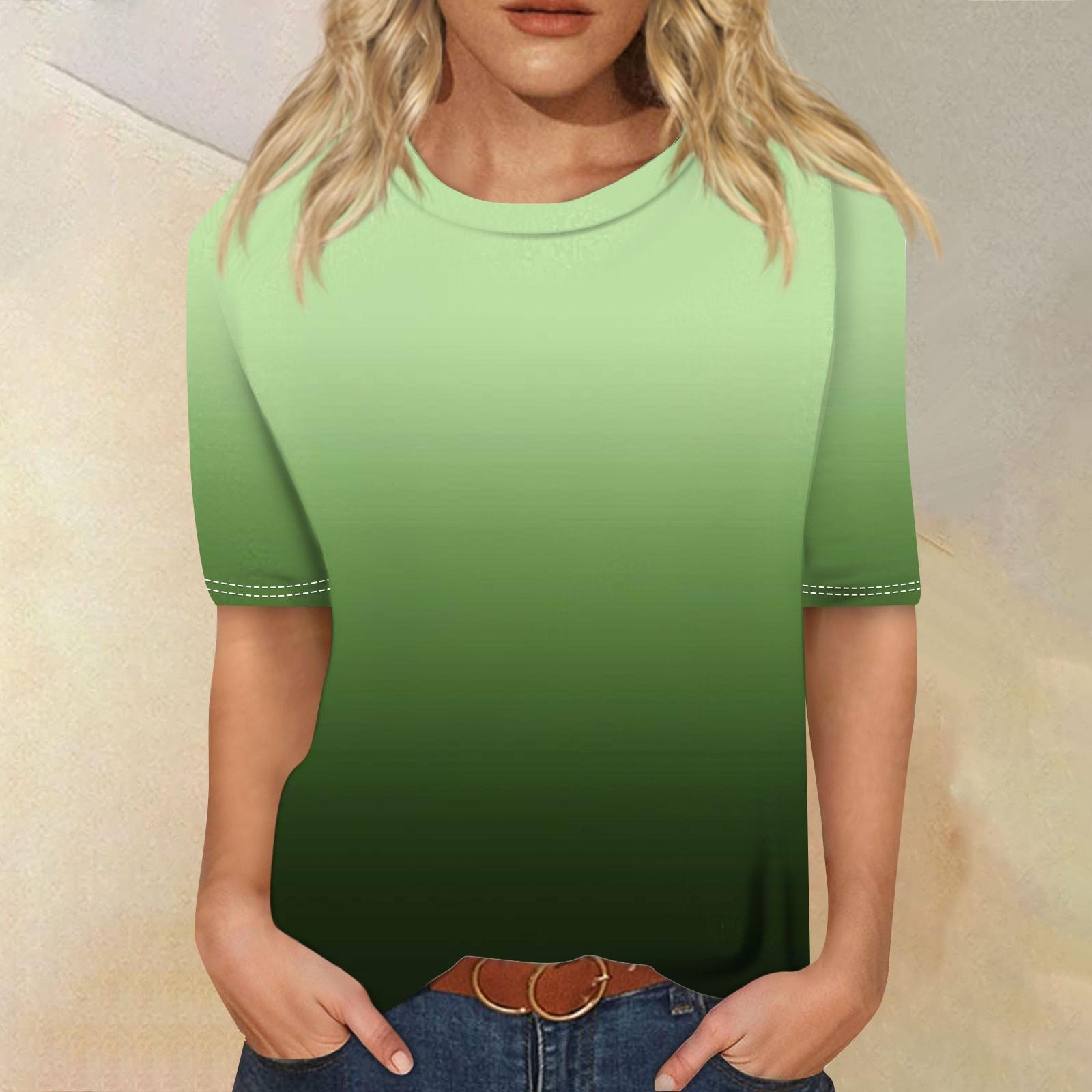 

Женский модный повседневный топ с круглым вырезом и принтом с тремя половинными рукавами XL