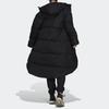 Adidas Womens Big Baffle Down Coat With Zipper And Hood Mid-Length Women Coats Black GT6539