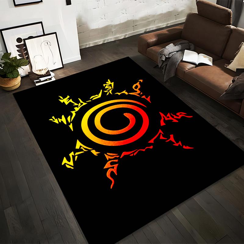 

Black Carpet with Spiral Sun Pattern in Fiery Red and Yellow Design Suitable for use as an anti-slip for living room bedroom sofas 40x60cm( 15x23in )