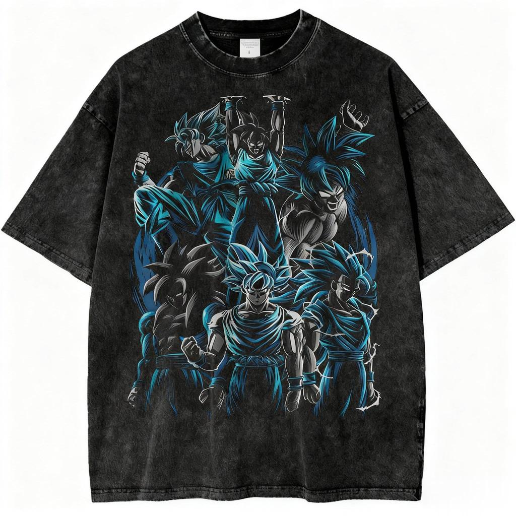 Dragon Ball Super Saiyan Gohan Printed Tshirt Mens and Womens Washed Tshirt High Quality Vintage Cotton Tshirt Tops
