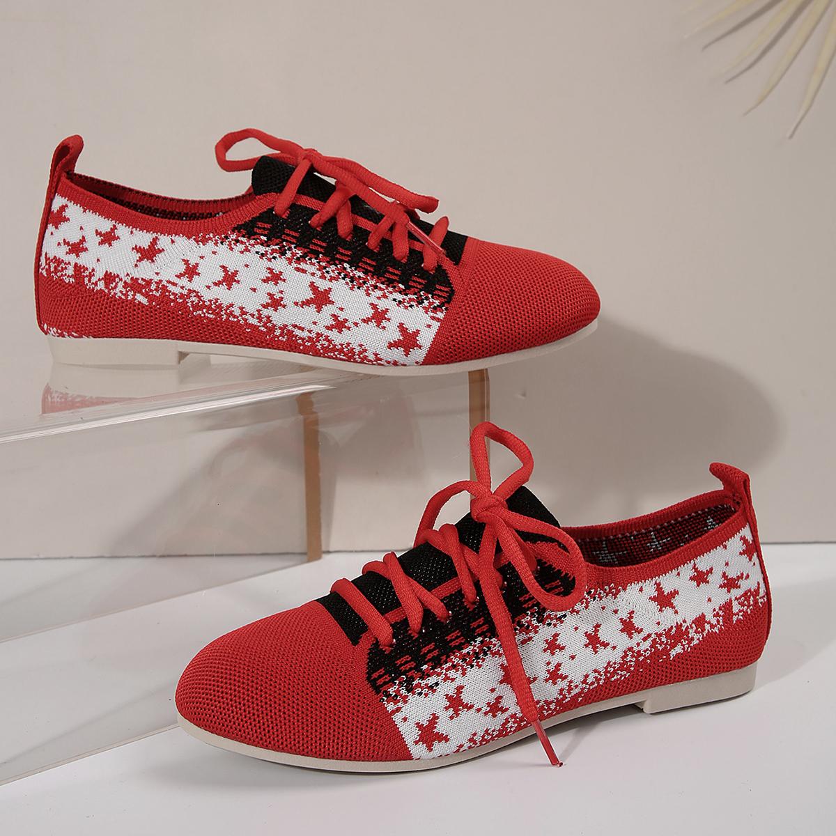 

Мода 2024 Осень Женские Туфли с Круглым Носком Противоскользящие Плоские На Шнуровке Уличные Повседневные Удобные Дышащие Кроссовки Женская Обувь 43 красный