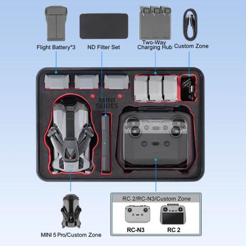 DJI Mini 5 Pro Waterproof Hard Carrying Case for DJI RC-2/RC-N3 Transmitter and Mini 5 Pro Accessories, Full Protection, Dustproof, Shockproof, and Sc