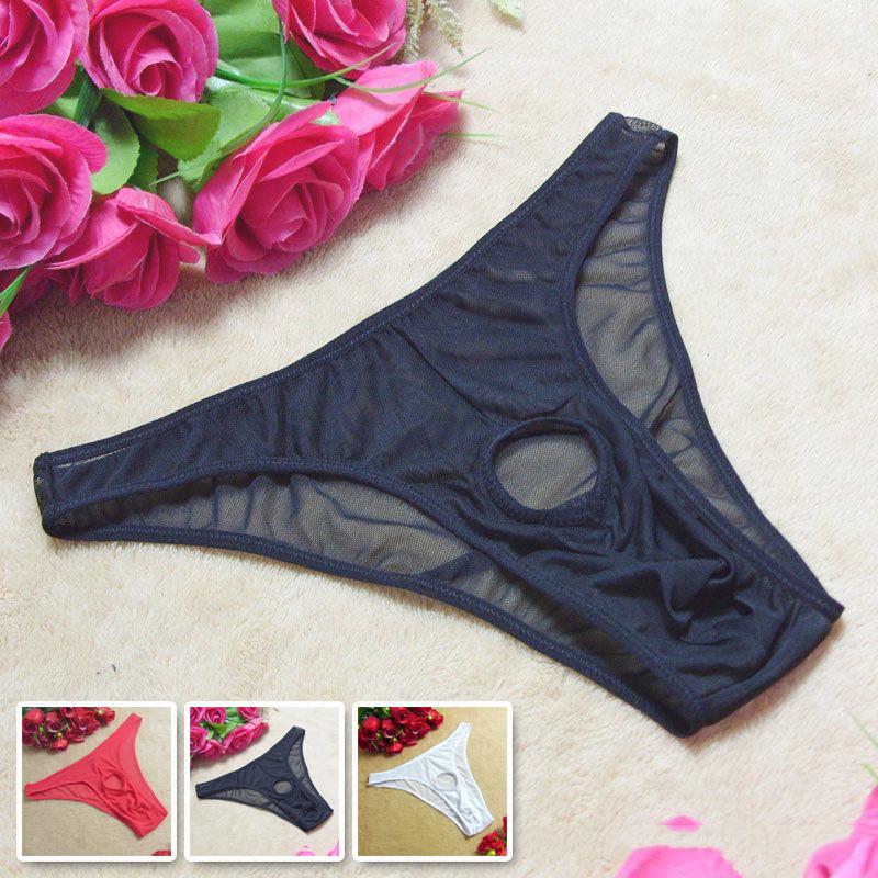 Sexy Mens Breathable Bikini Briefs Jockstrap Underpants with Hole Mesh Brief