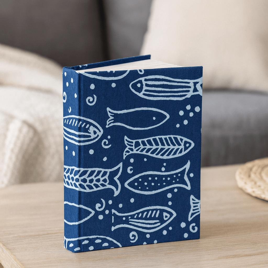 Notebook Cotton 20x15cm 96 Pages Indigo Fish