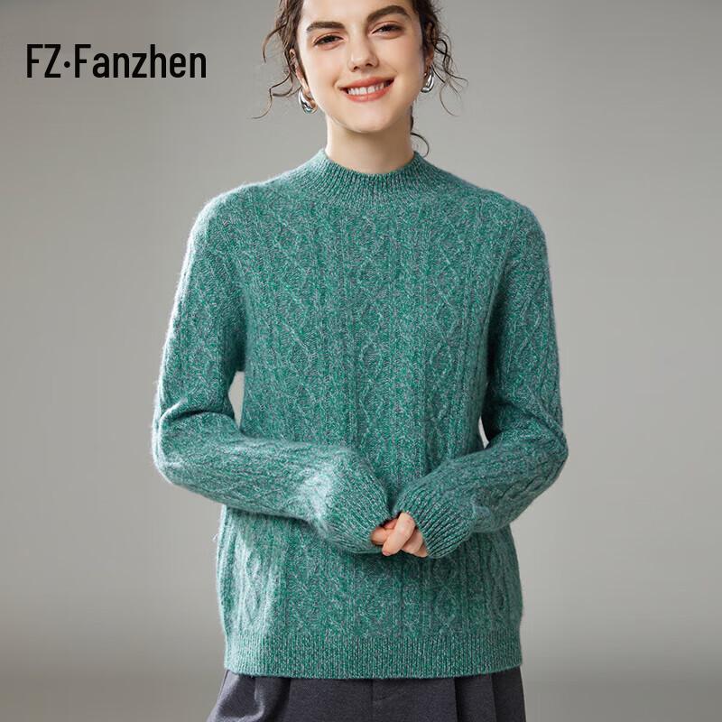 Fanzhen Women's Thickened Half-High Neck Cashmere Sweater