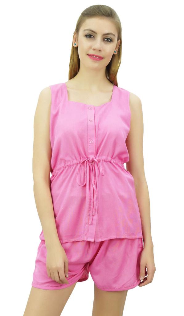 Bimba Womens Drawstring Solid Aqua Pj Set Buttondown Shirt Shorts Dress-10
