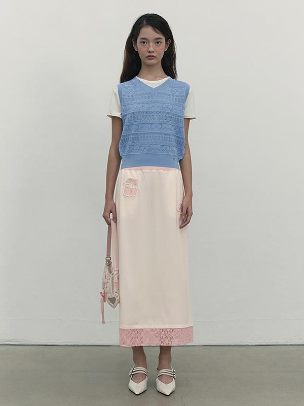 Kirsh Lace Point Jersey Long Skirt [Ivory]