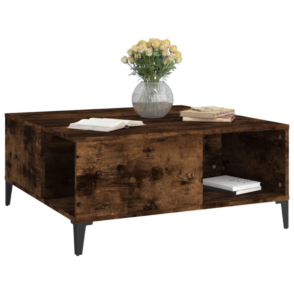Coffee Table Smoked Oak 80 x 80 x 36.5 cm Engineered Wood