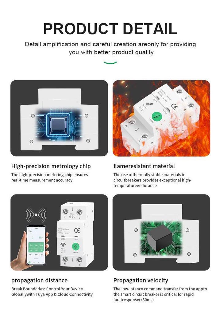 Smart WiFi Mobile Remote 2P Circuit Breaker Timer Switch
