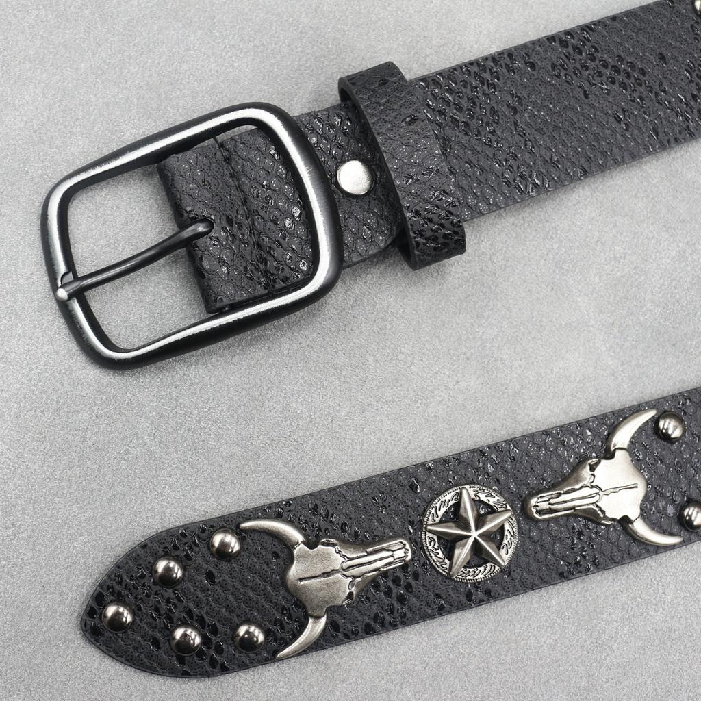 7 Colors Western Bullhead Rivet Belt Punk Men's Belt Women's Snake Pattern Versatile Decorative Belt