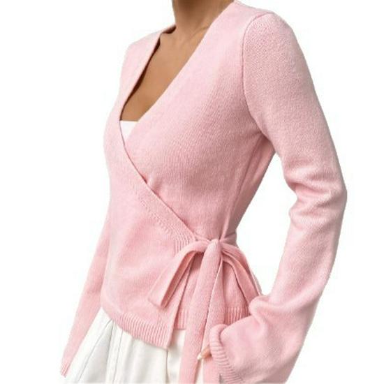 Women's Elegant Tie-Up Knit Long-Sleeve Top for Autumn/Winter