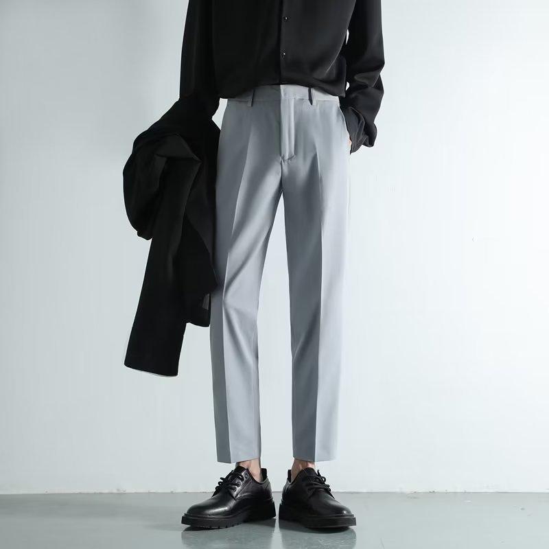 Men's Casual Slim-Fit Drape Nine-Point Suit Pants