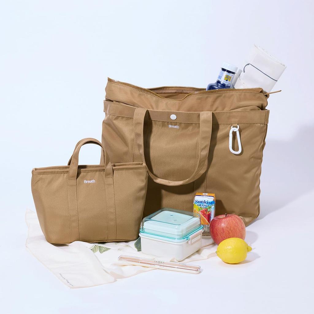 CHILLGO Nylon-Tragetasche mit Kühlfunktion [Breath TOPKAPI] Tasche, Groß, Wasserabweisend (beige)