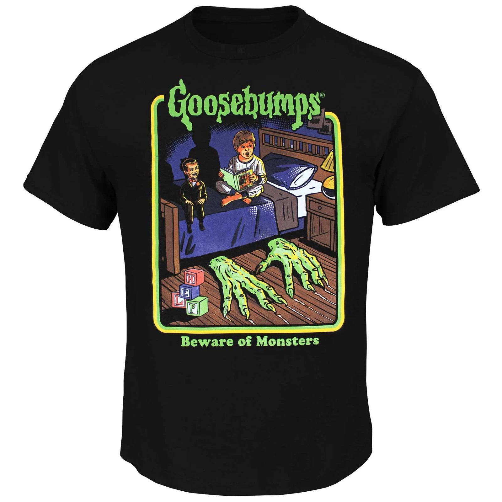 Goosebumps Beware of Monsters Bedtime Retro Men s T-Shirt, Black 3XL