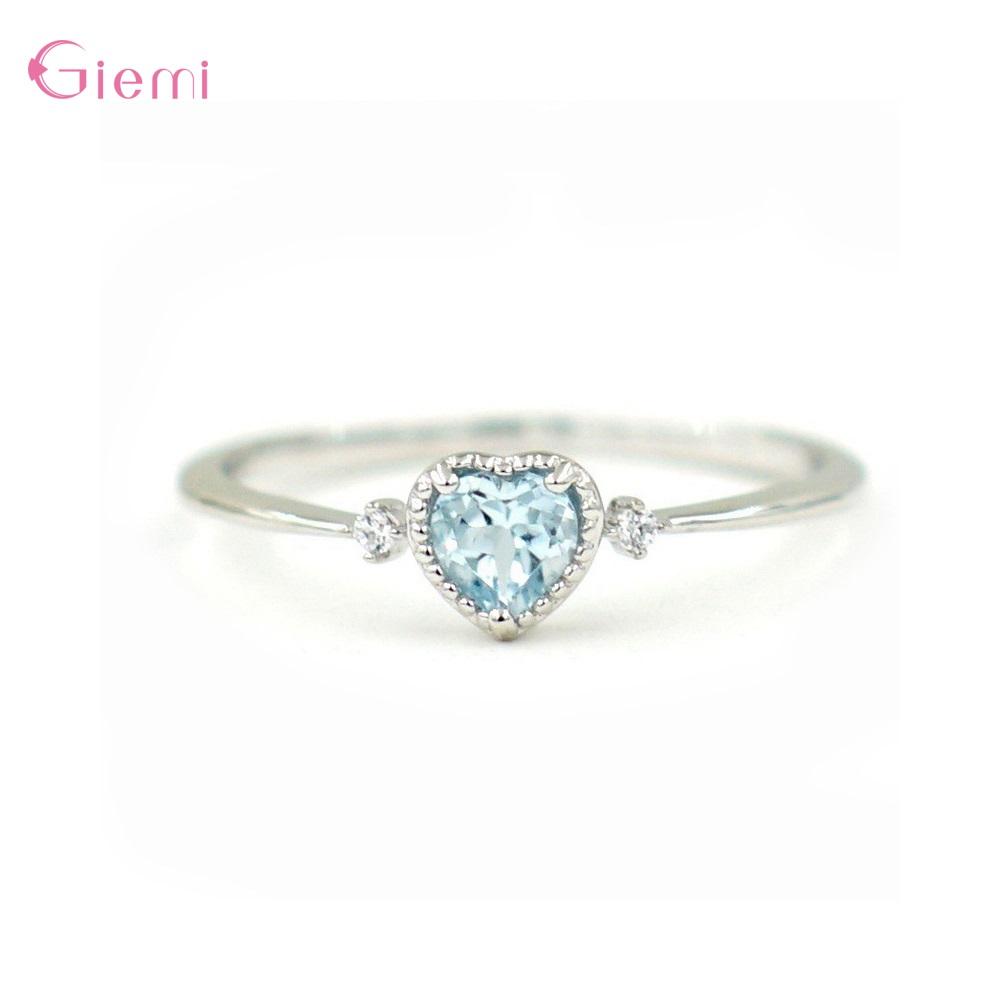 

Luxury 925 Silver Blue Cubic Zricon Wedding Rings for Women Minimalist Thin Heart Zirconia Rings Jewelry Bijoux 6