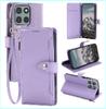 Cheaper Price for Motorola Moto G56 5G Litchi Texture Zipper Wallet Buckle Vegan Leather Phone Case with Wrist Strap