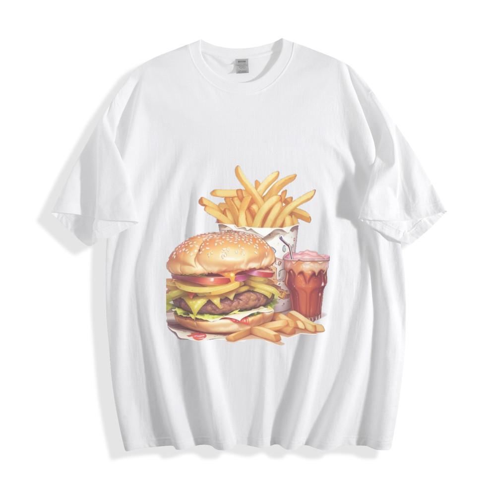 Burger Bonanza Combo T-Shirt - Juicy Fast Food Feast Unisex Tee