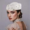New British Retro Top Hats Diamond Flower Applique Formal Stewardess Hat Concave Top Solid Flight Attendant Hat for Party