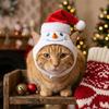 Skin Friendly Dog Xmas Plush Hat Soft Plush Pet Christmas Party Hood  Pet Cosplay