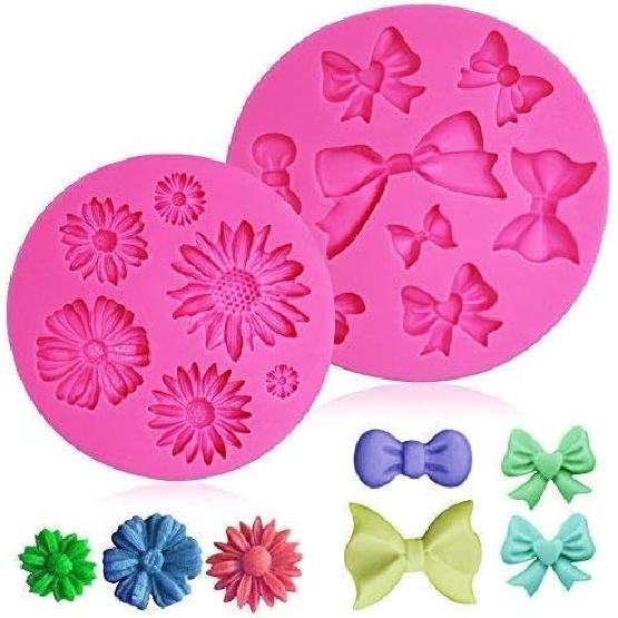 Rose Flower Silicone Mold Leaves Candy Mold Butterfly Silicone Molds Sugarcraft Candy Chocolate Molds for Chocolate Fondant Sugarcraft Clay Candy 2pcs