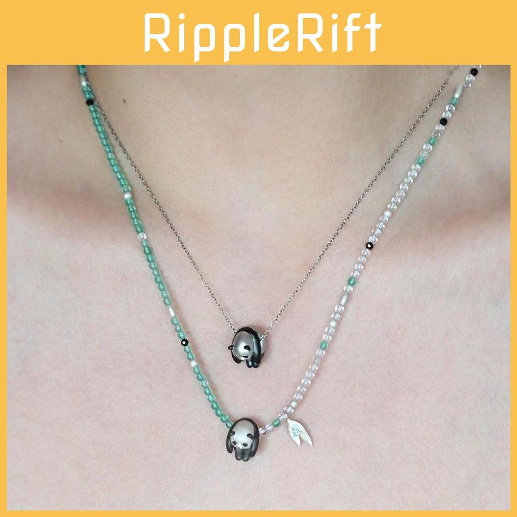 Panda Animal Pendant Necklace With Resin Coating For Fashionable Women