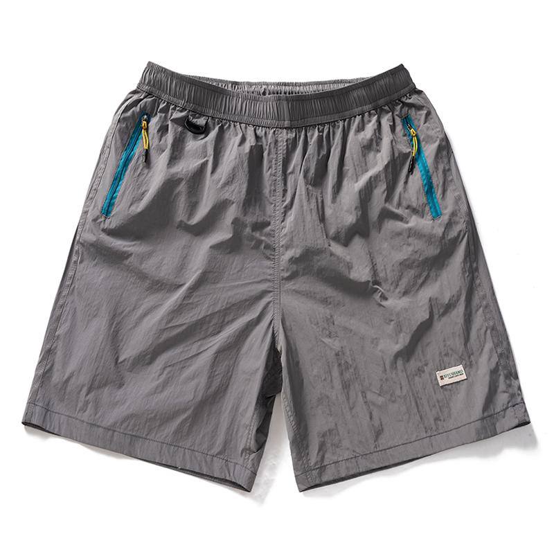 Men's Quick Dry Nylon Athletic Shorts – Elastic Waist Zipper Pocket Shorts for Outdoor Sports & Summer