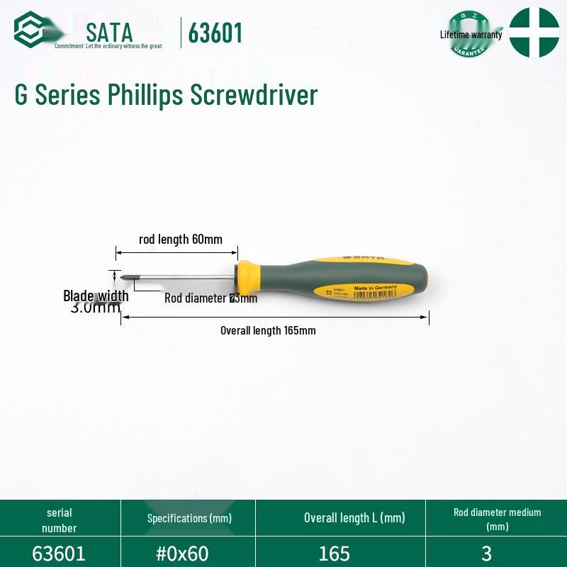 Набор отверток SATA G Series Phillips с сильным магнитом - Промышленный класс, Высокая твердость