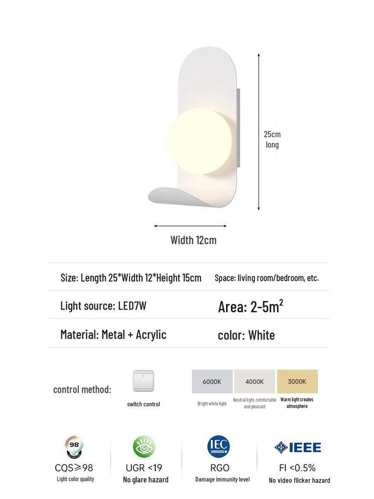 Nordic Minimalist Wall Sconce for Bedroom, Living Room, Staircase, and Corridor.