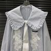 2026 Spring Women's Striped Sailor Collar Shirt Dress with Lace