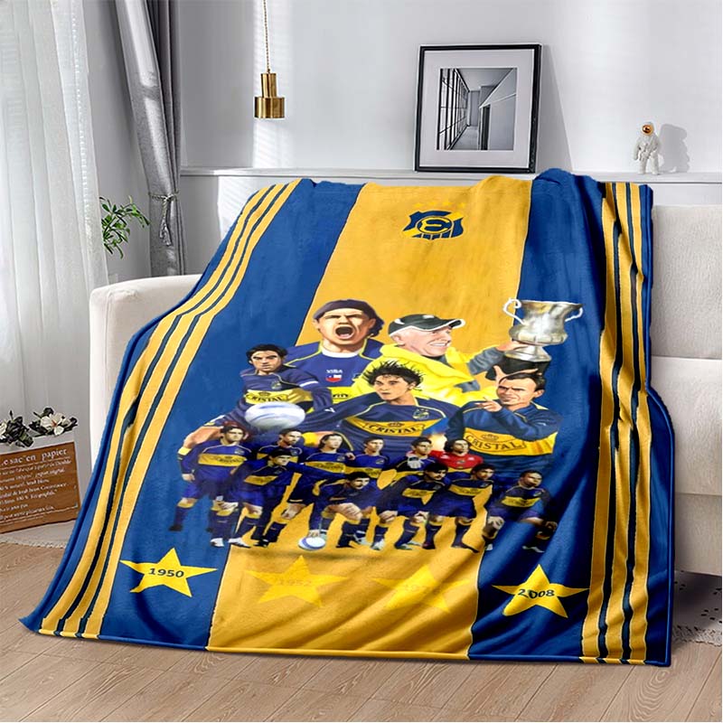 Everton De Viña Del Mar Football Club Player Collage Logo Print Soft Flannel Throw Blanket Blue Yellow Warm Sofa Bed Cover For Soccer Fans