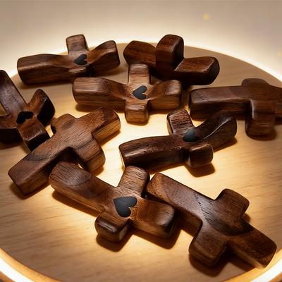 Meaningful Gift - Handcrafted Wooden Pocket Crucifix, A Comforting Prayer Cross for Holding During Reflection or Times of Need