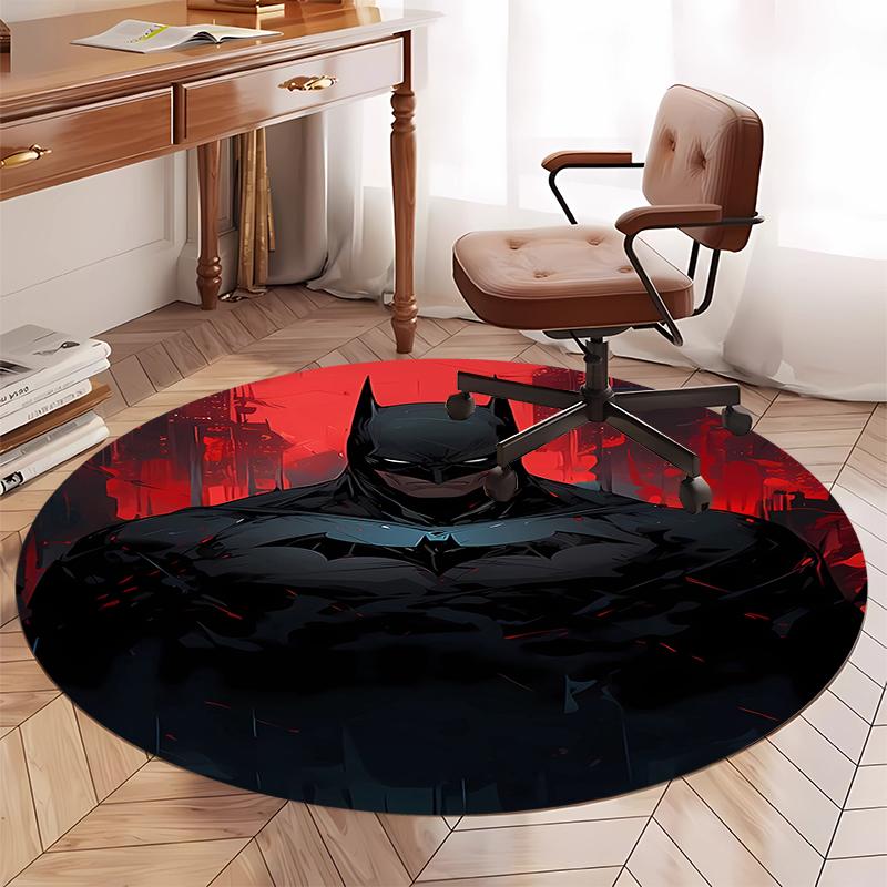 Batman Printed Round Rug Carpet Chair Rug Area Rug Entryway Doormats,for Office Chair Living Room Bedroom Kitchen Room.