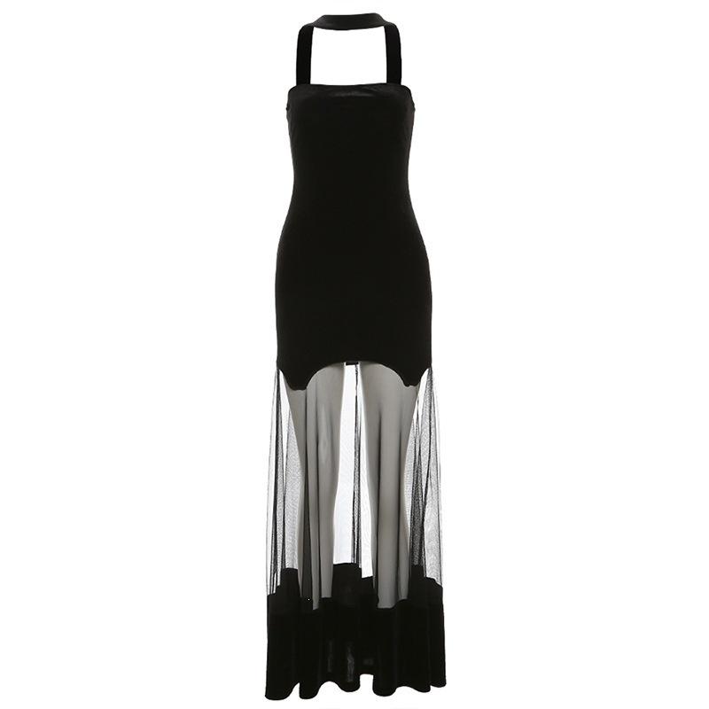 European and American Style 2026 Spring and Summer New Women's Clothing Fashionable and Sexy Neck Halter Mesh Dress