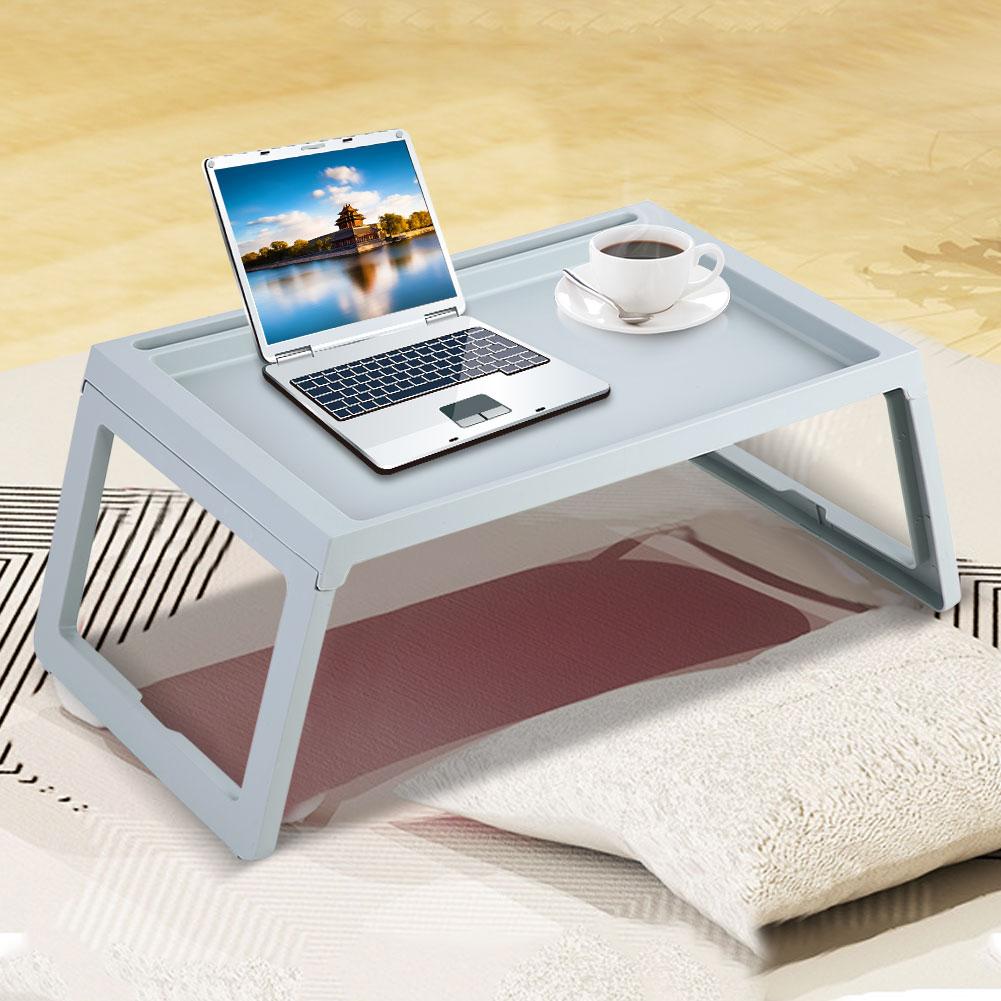 Foldable Desk Breakfast Bed Table Computer Laptop Holder Portable Serving Tray Beige