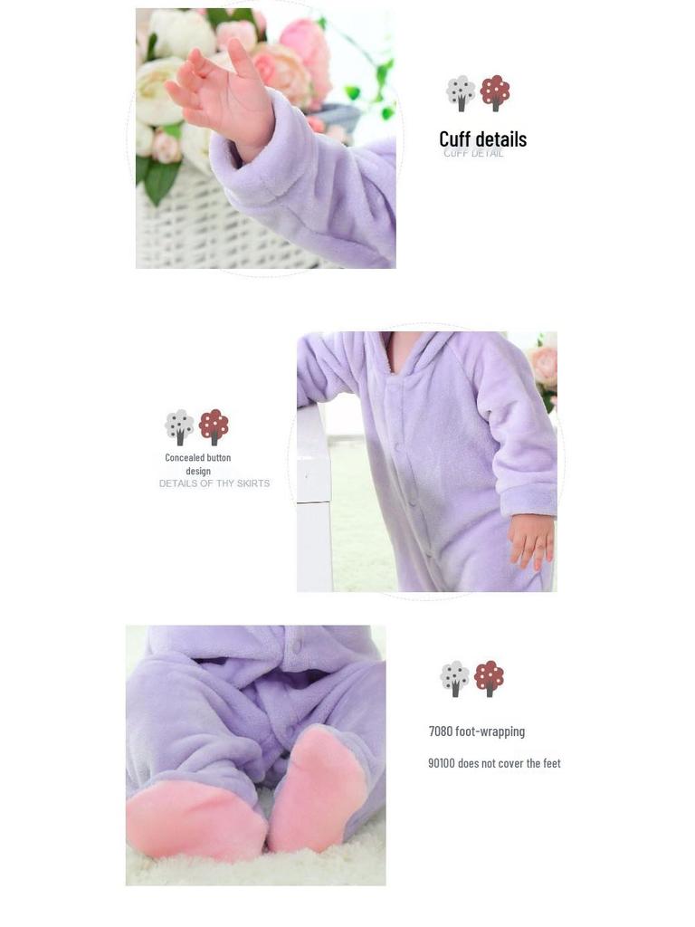 Flannel Baby Romper: Cartoon Bear, Cat, Rabbit, Sheep Onesie for Spring and Autumn