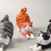 Yousheng Mini Cat Figurines Cute Resin Cat Stretching Statue Small Kitten Sculpture for Indoor Home Office Shelf Desktop