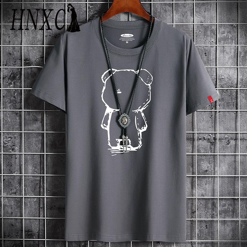 

Футболка с коротким рукавом из хлопка HNXC, мужская модная свободная рубашка с коротким рукавом и принтом «Сострадательная рубашка» XXXXXXL темно-серого