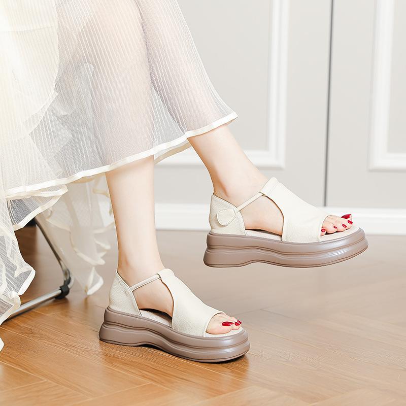 Spot! Small Muffin Thick Sole Heightening Retro Casual Open-toed Sandals Women's Summer Fashion Versatile Roman Women's Shoes