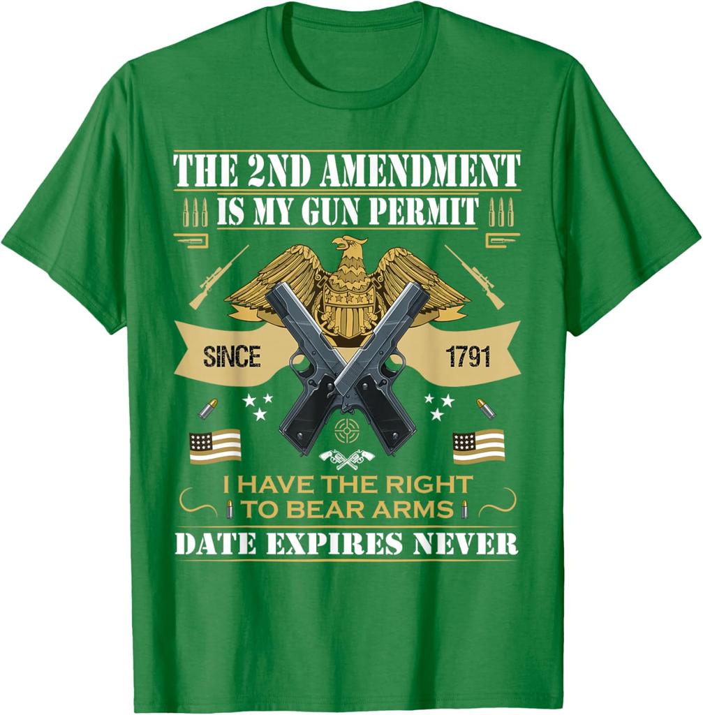 Pro Gun Second Amendment Is My Gun Permit USA American Flag TShirt 100 Cotton ONeck Short Sleeve Summer Casual Mens Tshirt