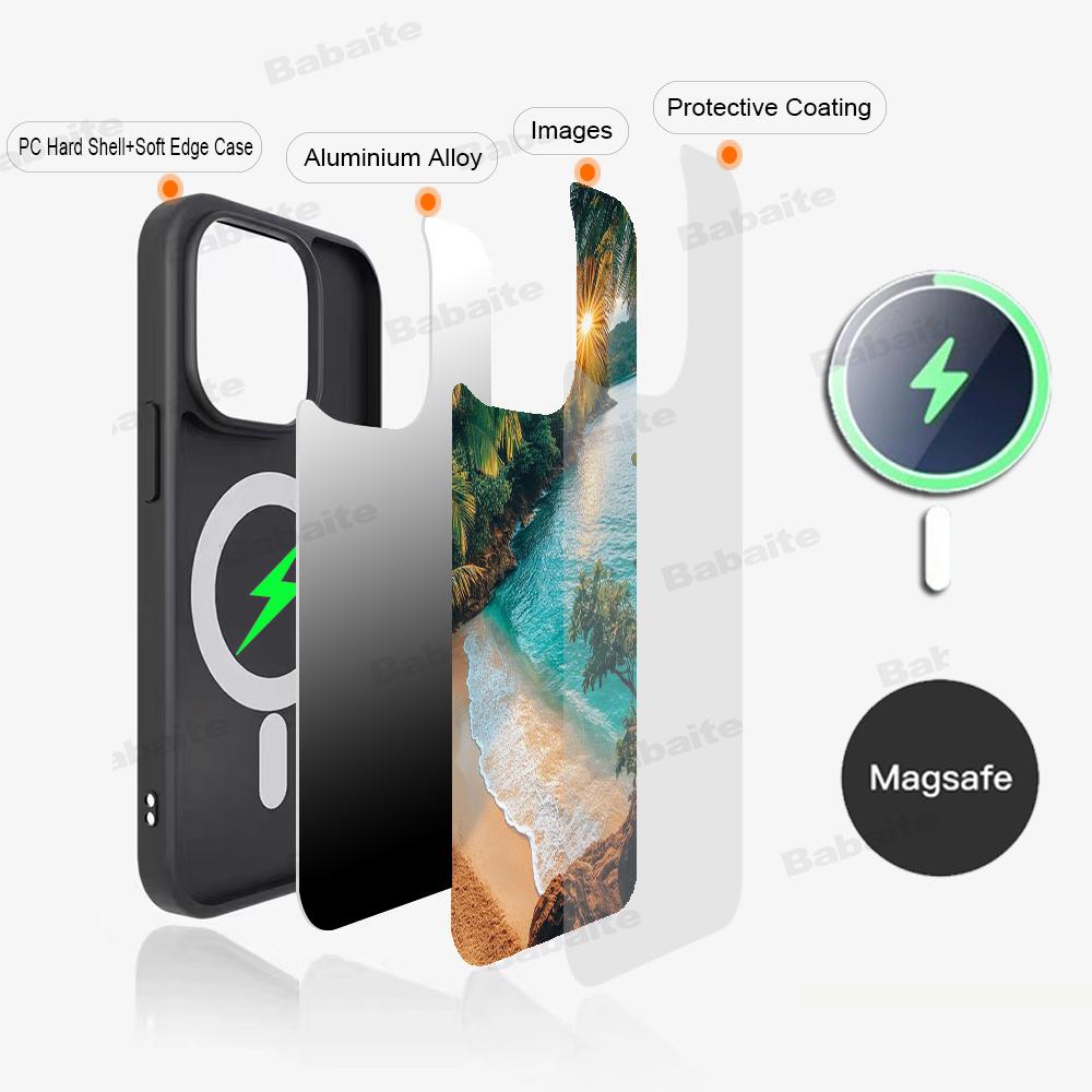 Sea Tropical Palm Trees Beach Phone Magnetic Case For IPhone 16 14 13 12 11 15 Pro Max Plus For Magsafe Wireless Charge Cover