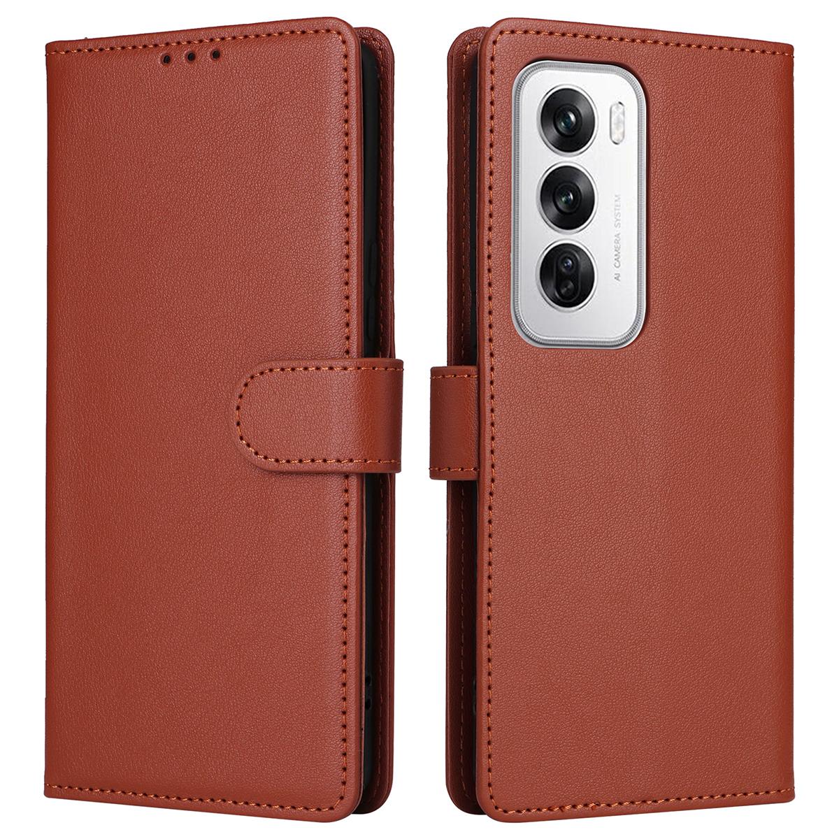 

Для Oppo Reno12 5G (Глобальний) Чохол Гаманець Підставка Перегляд Штучна Шкіра Чохол для Телефону Brown