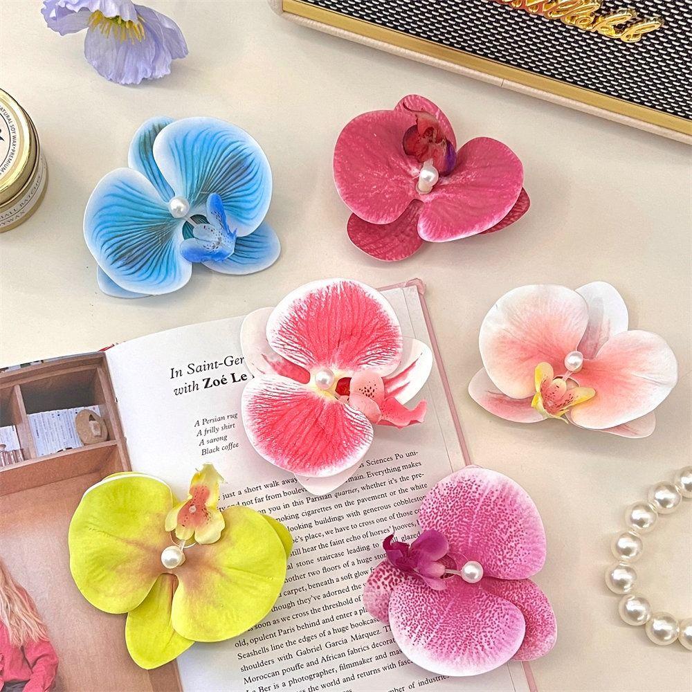 Cloth Orchid Flower Hairpin Pearl Girl Hair Clip Cute Flower Hair Clip  Women
