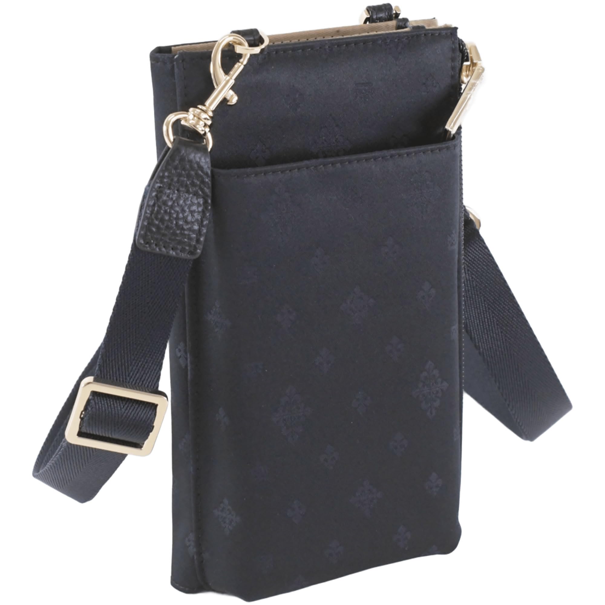 Memezawa Bags Women s Smartphone Shoulder Bag with Wallet, Lightweight, Crossbody, Vertical, 55002, Black (10)