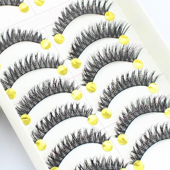 10 Par Handgjorda Långa Tjocka Korsande Lösögonfransar Smink Ögonfransar Förlängning