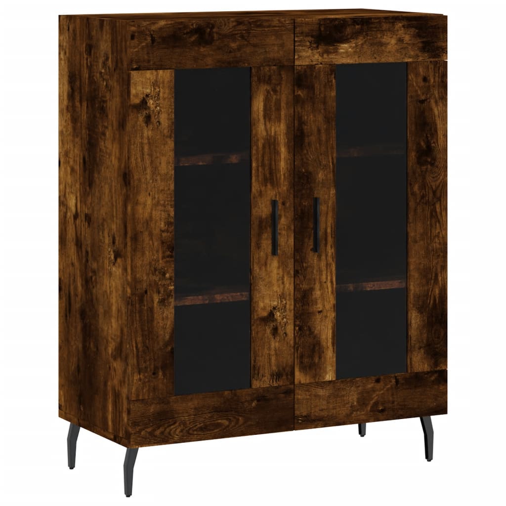Vidaxl Witrynka Przydymiony Dąb 69,5X34X180 Cm Materiał Drewnopochodny
