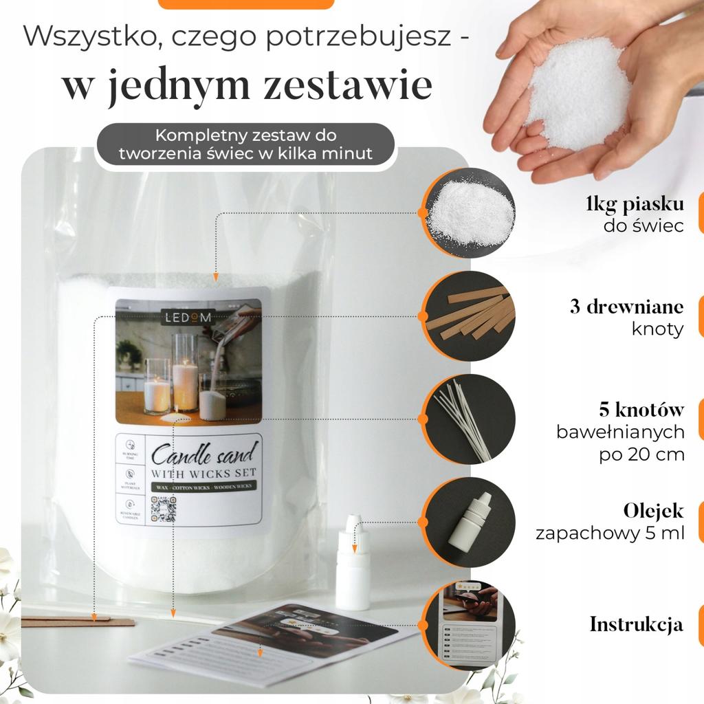 Świece sypane 1kg+bawełniane knoty+drewniane knoty+olejek zapachowy lawenda