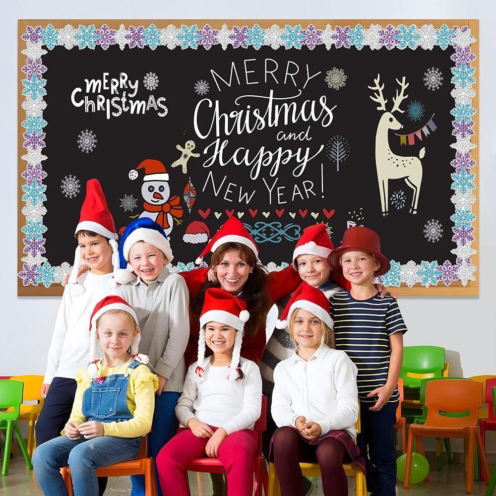 Christmas Candy Border Decorative Sticker Winter Snowflake Christmas Tree Poster Border Stickers Christmas Bells Self-Adhesive