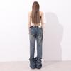 American Retro Women's High-Waisted Blue Slimming Wide-Leg Jeans - Spring 2026